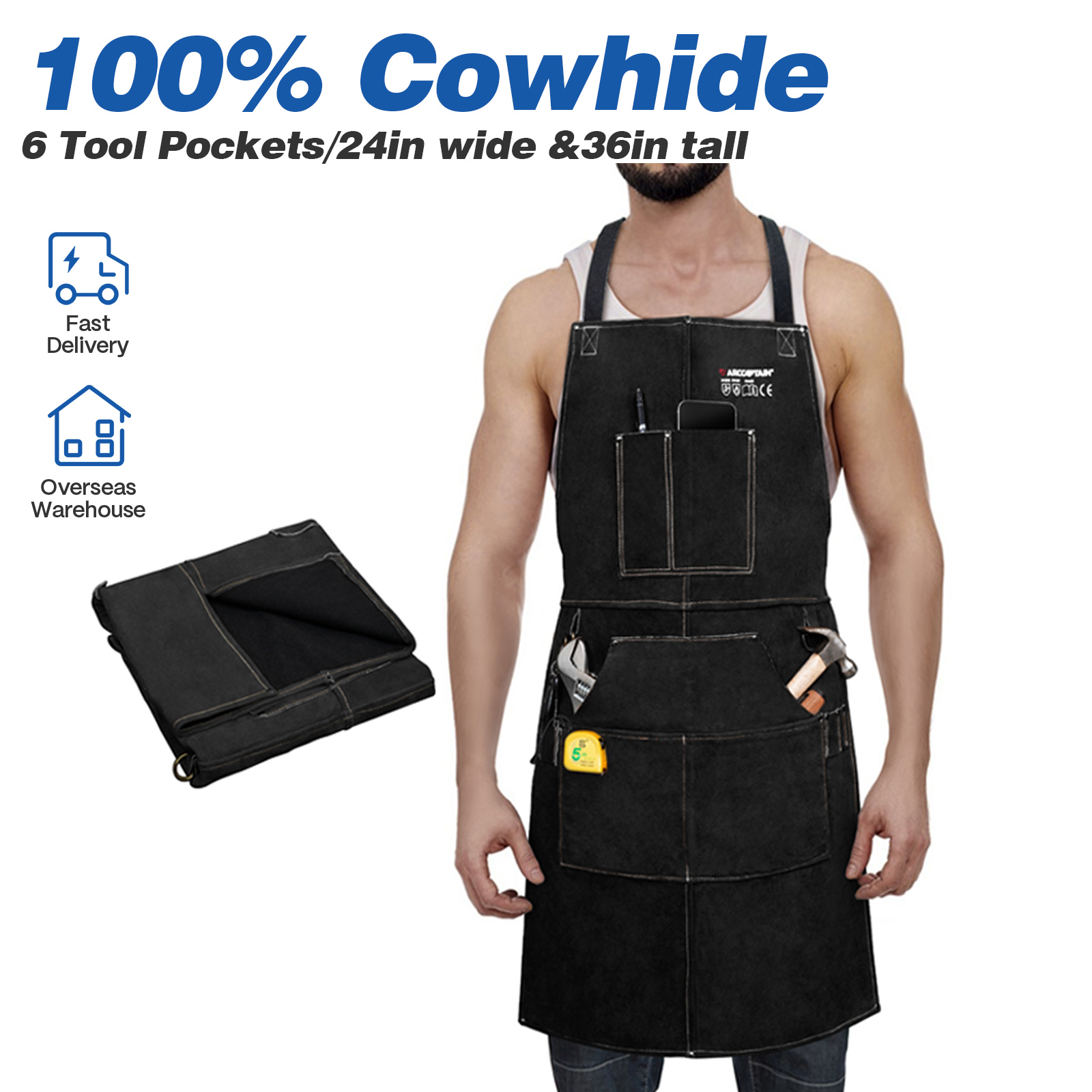 Tools For Welding Workshop - ARCCAPTAIN الجلود لحام العمل المئزر مقاومة